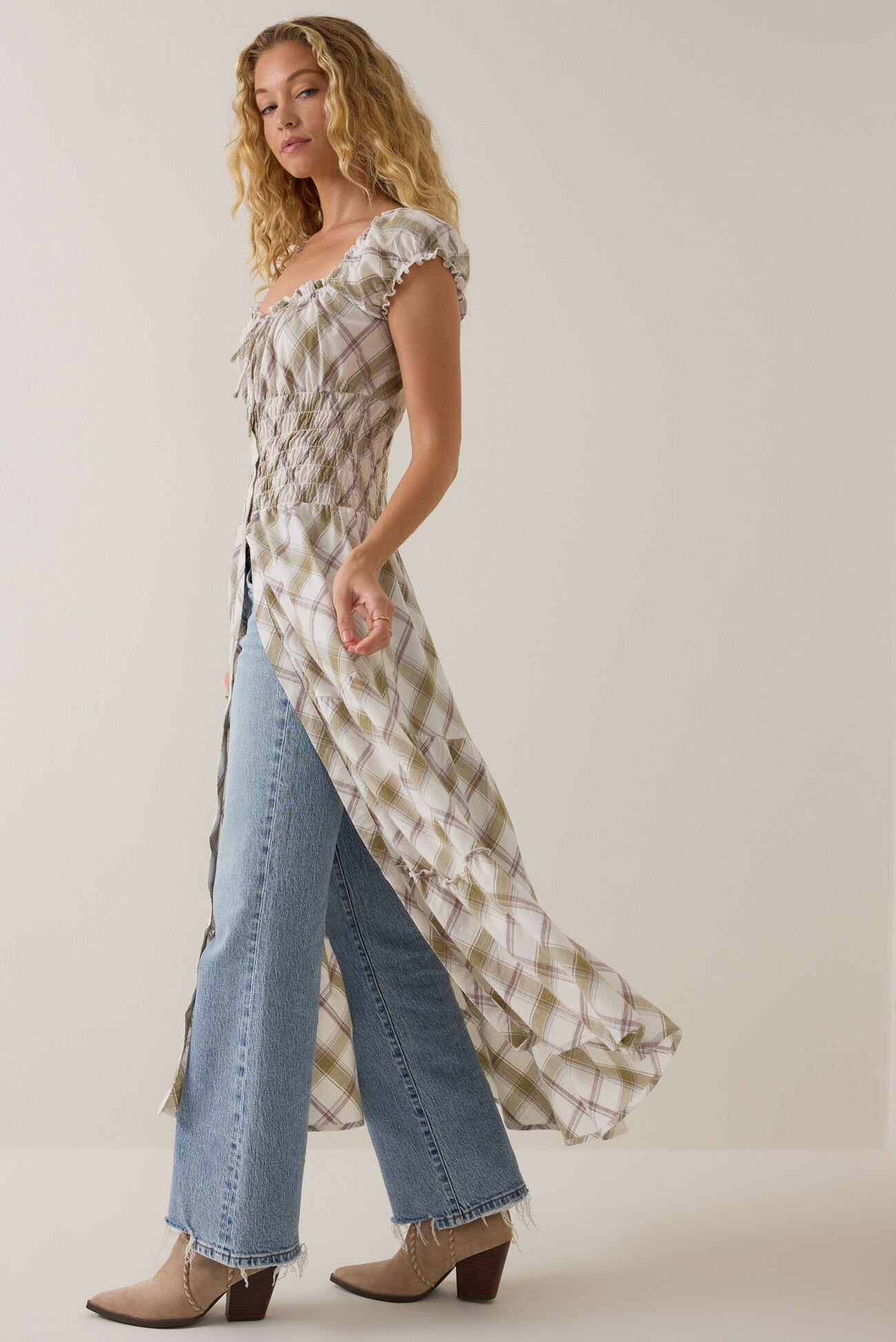 Delphine Plaid Kimono