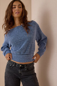 Savy Boatneck Stripe Banded Hem Top Detail 2 - Altar'd State