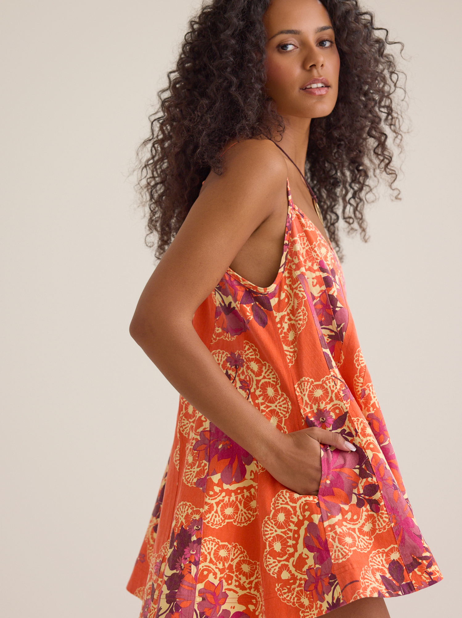 orange romper dress Crowd Pleaser Romper Dress - Orange and White