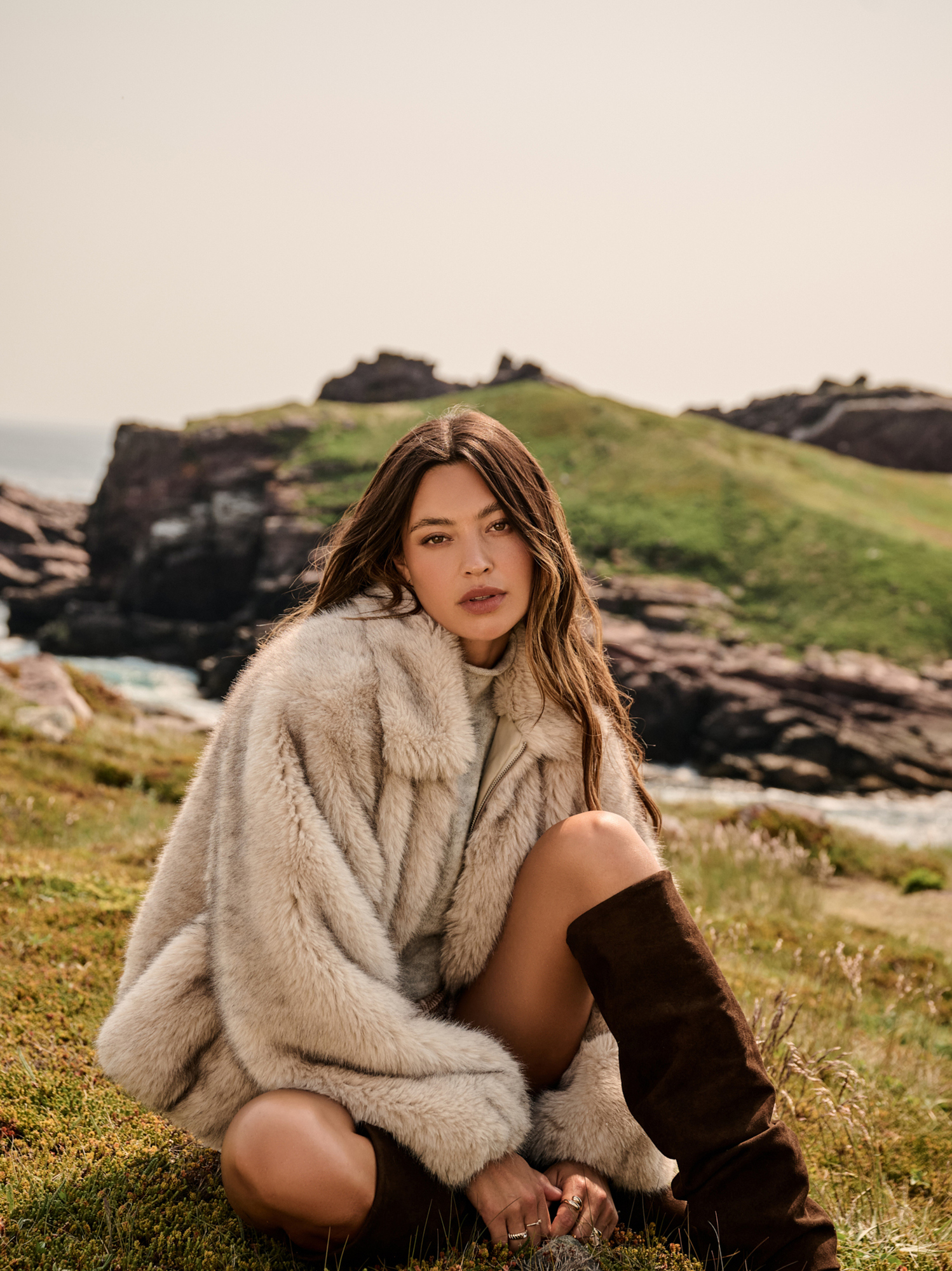 Jaide Faux Fur Jacket in Ivory | Altar'd State