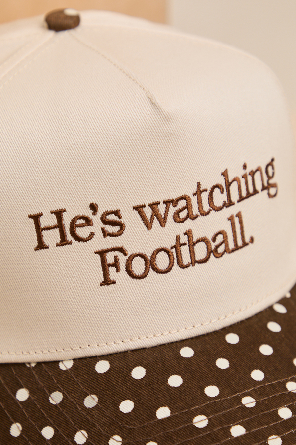 He's Watching Football Trucker Hat Detail 2 - Altar'd State