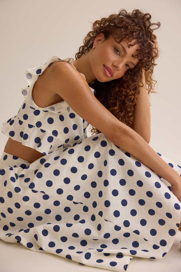 Billie Polka Dot Linen Top - Altar'd State