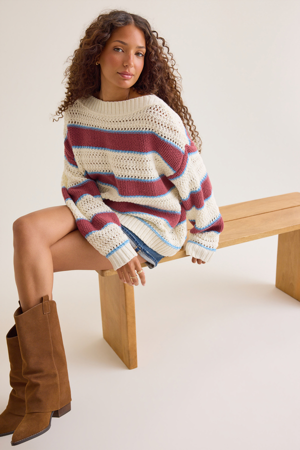 Marsha Striped Knit Sweater Detail 2 - Altar'd State