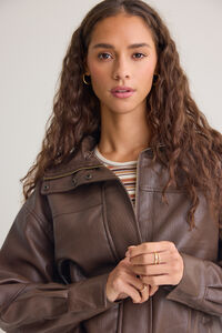 Lillian Vegan Leather Bomber Jacket Detail 2 - Altar'd State