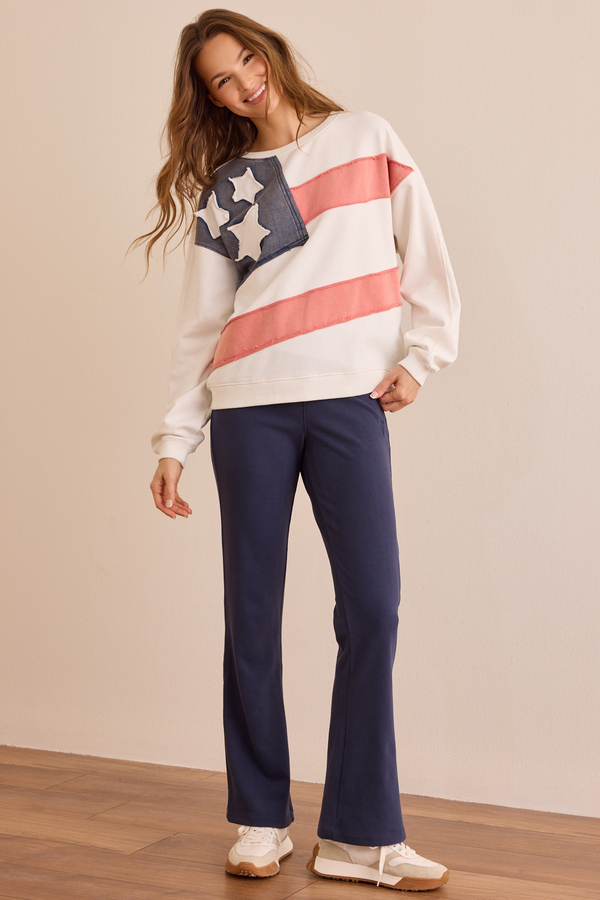 USA Flag Applique Pullover Detail 3 - Altar'd State