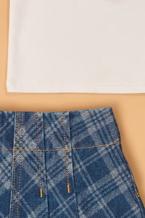 Emma Embroidered Tee and Plaid Skirt Set - Altar'd State - 