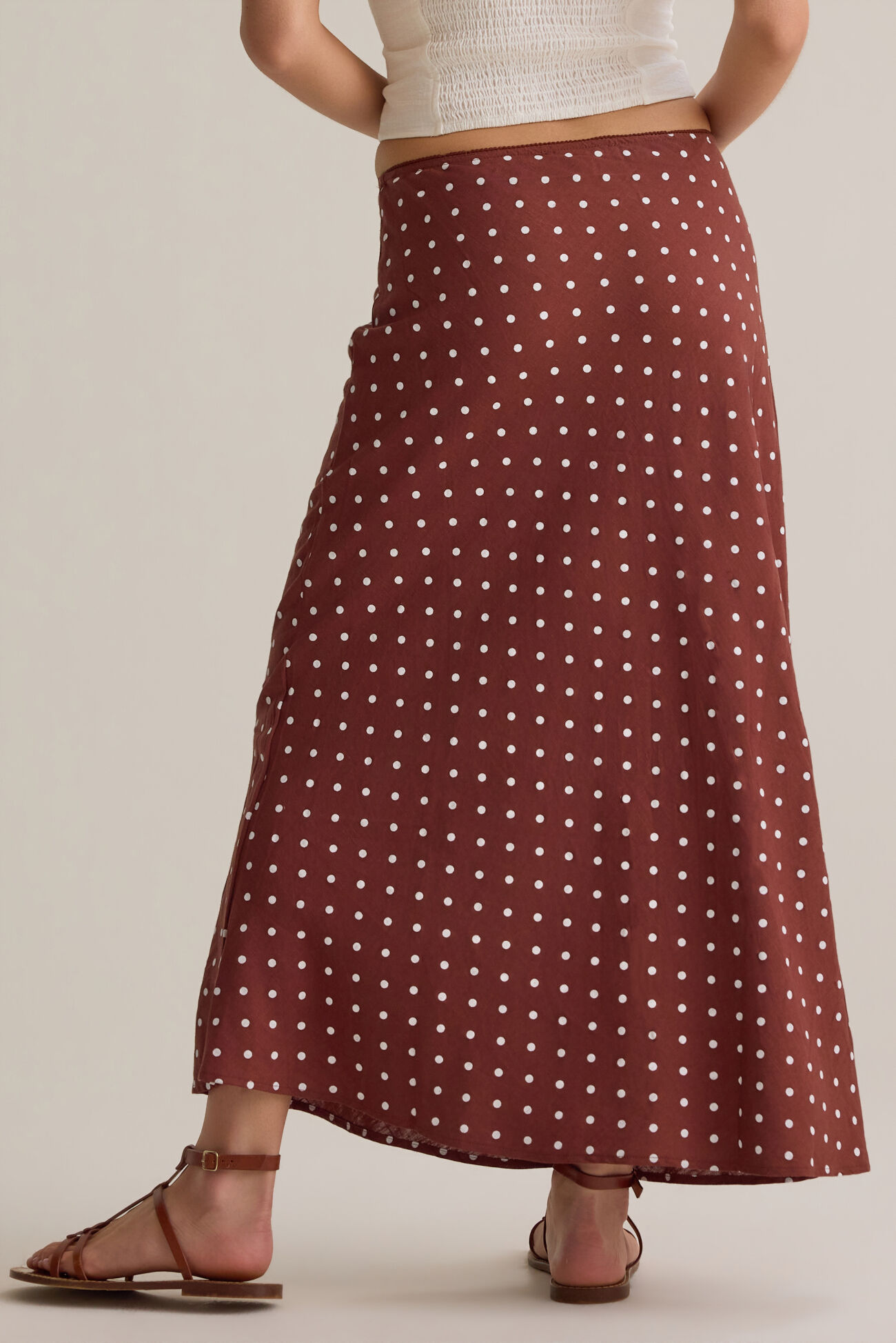Elodie Polka Dot Linen Maxi Skirt