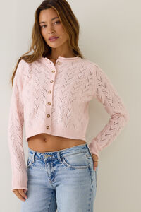 Elara Pointelle Button Up Cardigan Detail 4 - Altar'd State
