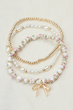 Painted Beads and Bow Bracelet Set - Altar'd State - 