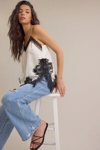 Grace Satin Lace Trim Tank - Altar'd State
