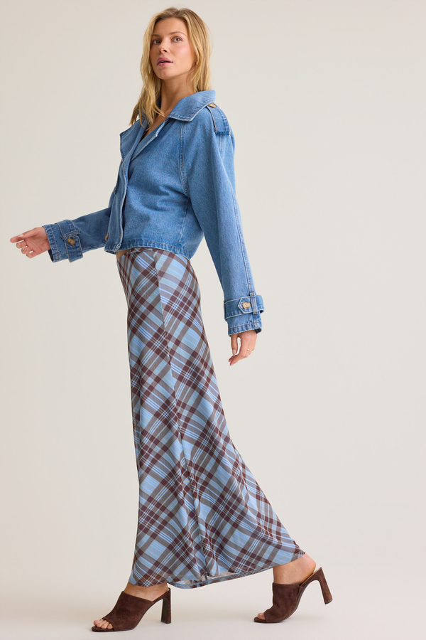 Margot Cropped Denim Trench Detail 6 - Altar'd State