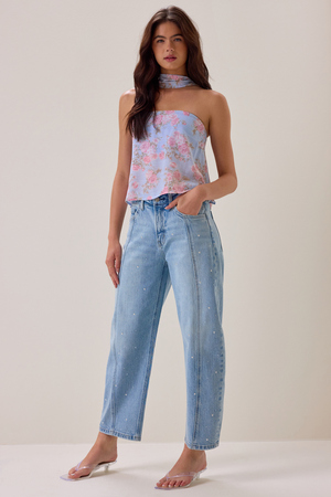 Mia Embellished Barrel Jean - Altar'd State - 