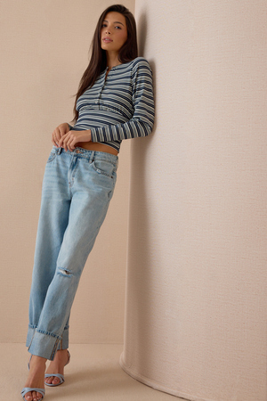 Lisa Striped Snap Cardigan - Altar'd State - 