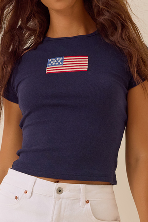 USA Embroidered Baby Tee - Altar'd State - 