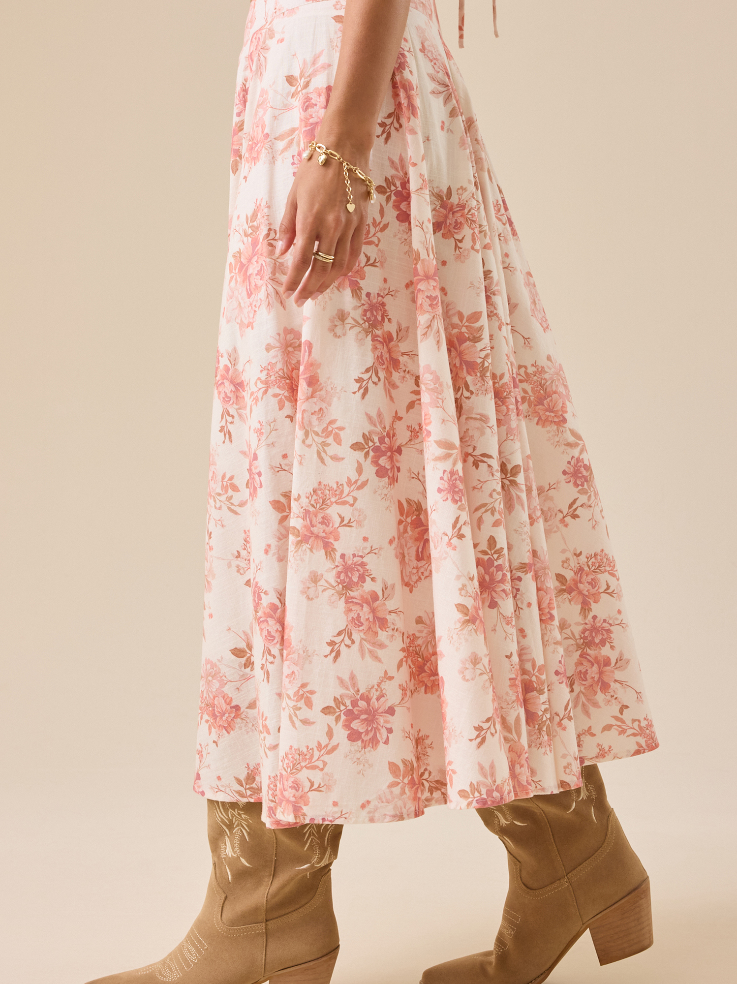 Alice Floral Midi Skirt in Ivory &amp; Mocha | Altar'd State