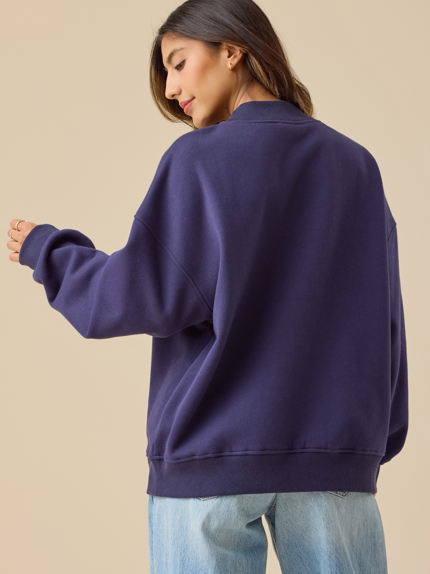 USA Embroidered Mock Neck in Navy | Altar'd State