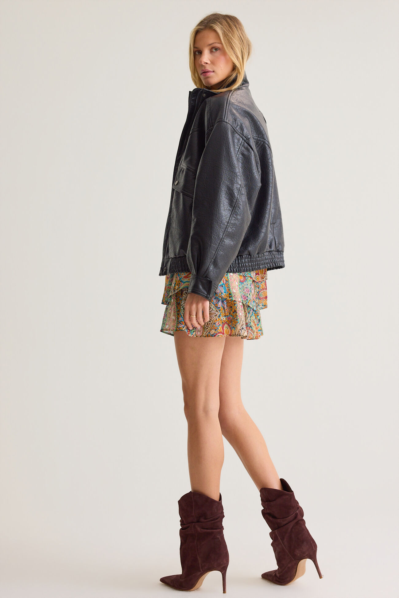 Mona Vegan Leather Bomber Jacket