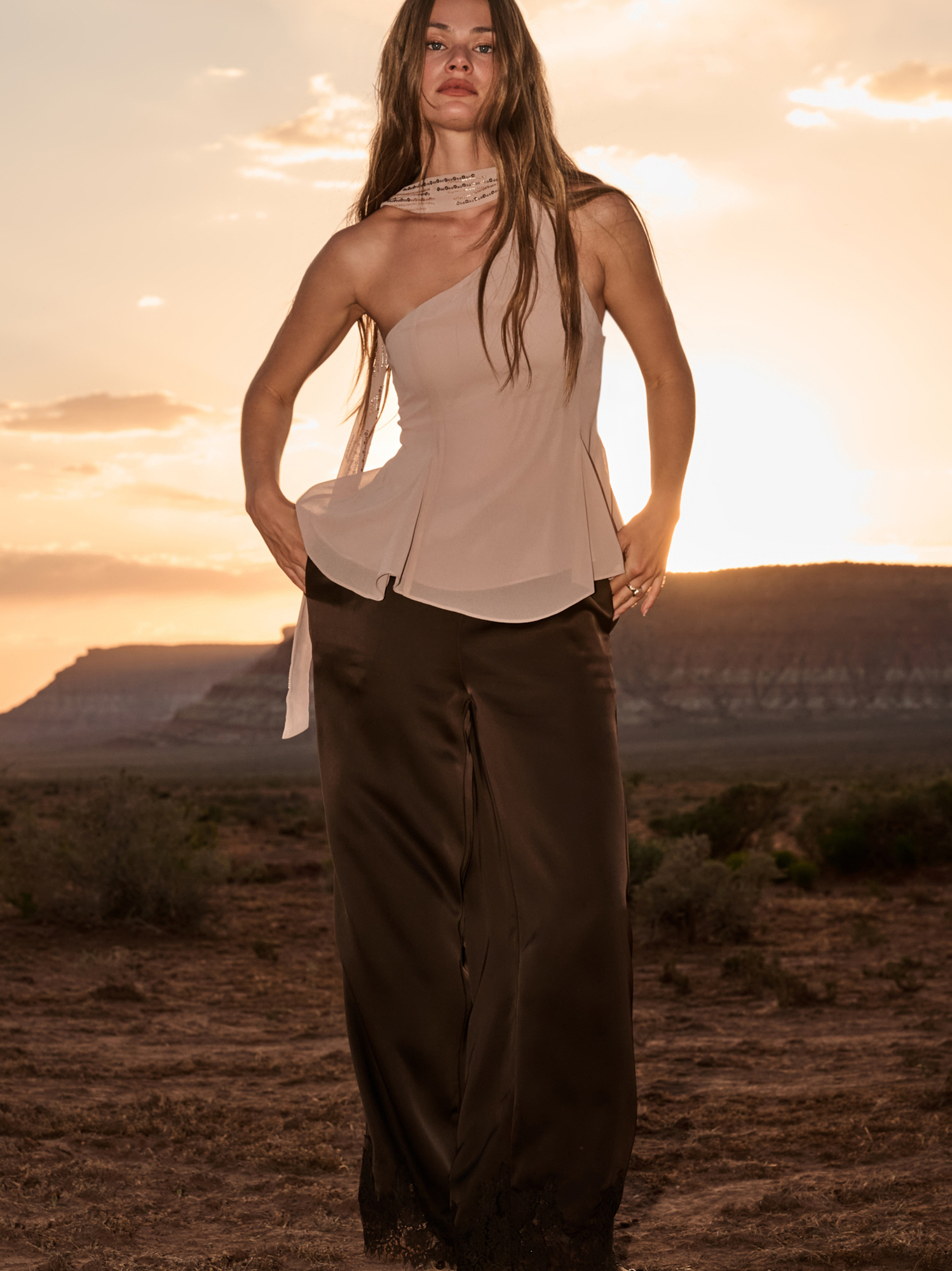 Monroe Asymmetrical Top in Taupe | Altar'd State