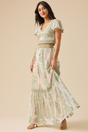 Arissa Floral Embroidered Top in Sage Green | Altar'd State