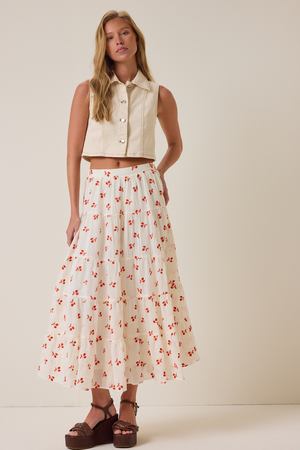 Jackie Embroidered Midi Skirt - Altar'd State - 
