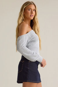 Sonnet Pointelle Asymmetrical Sweater Detail 3 - Altar'd State