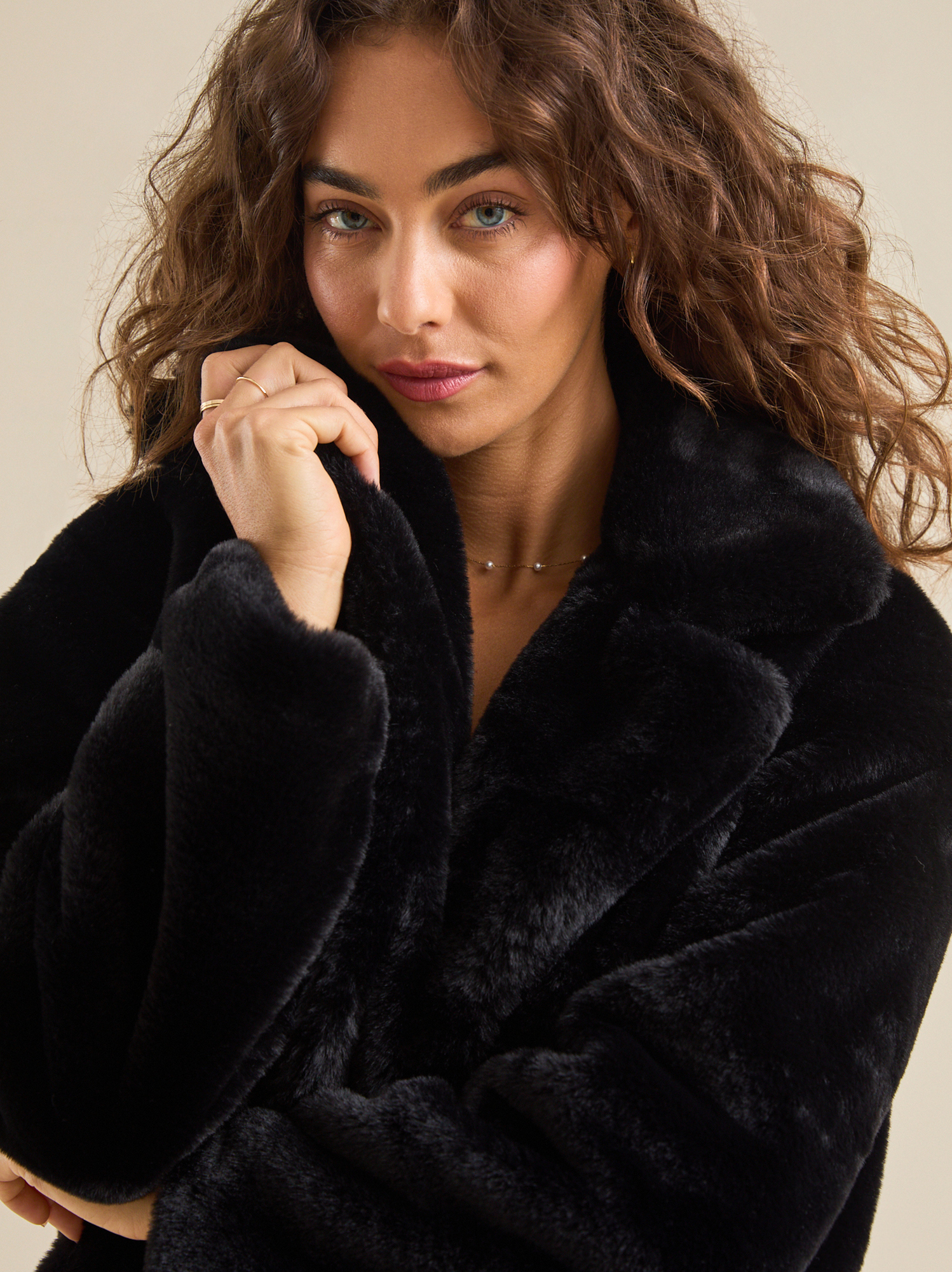 Jamie Collard Fur Jacket in Black | Altar'd State