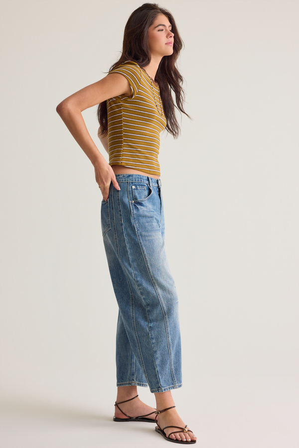 Jenna Cropped Barrel Jean Detail 5 - Altar'd State
