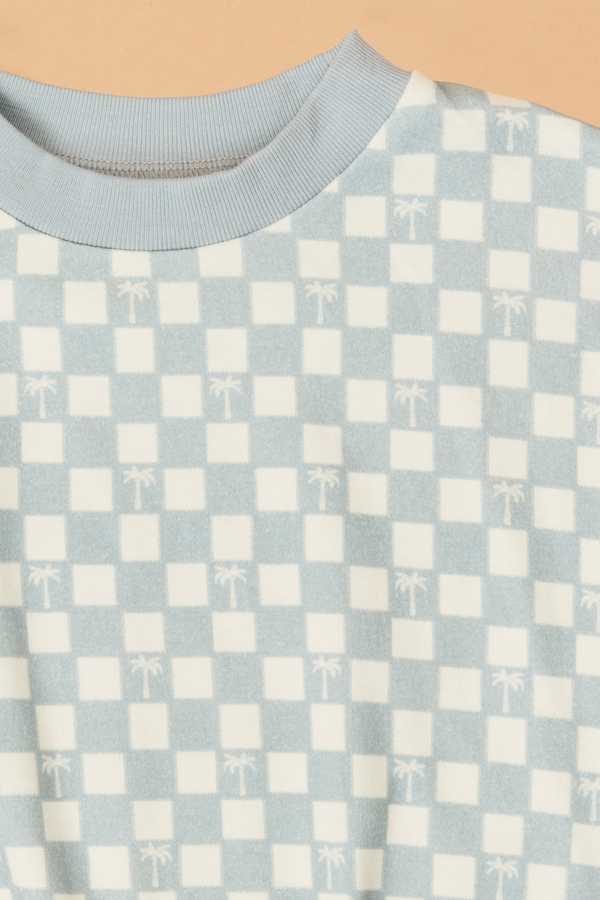 Palm Check Short Sleeve Bubble Detail 3 - Altar'd State