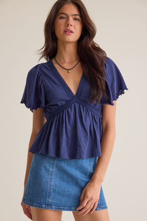 Nia Crochet Babydoll Tee - Altar'd State