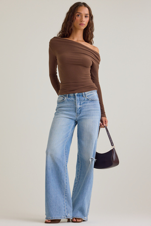 Rhea Asymmetrical Fitted Knit Top - Altar'd State - 