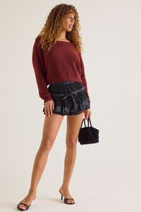 Gracella Satin Lace Tiered Mini Short - Altar'd State