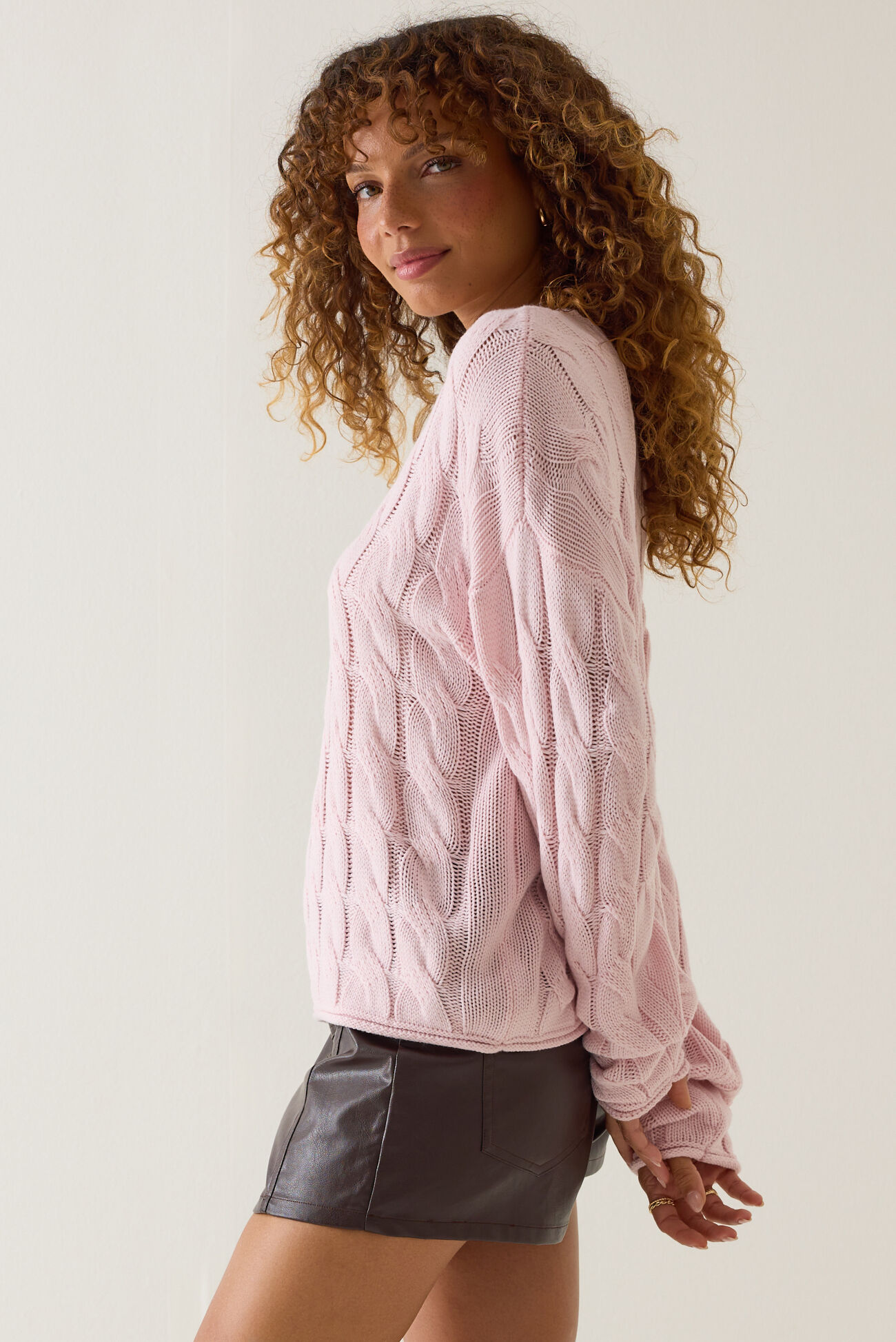 Harper V-Neck Cable Knit Sweater