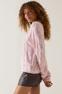 Harper V-Neck Cable Knit Sweater Detail 4 - Altar'd State