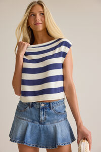 Ruth Striped Boat Neck Top Detail 2 - Altar'd State