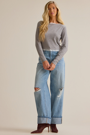 Karsyn Lace Trim Asymmetrical Top - Altar'd State - 