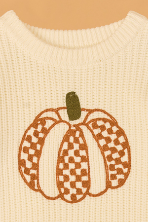 Charles Checkered Pumpkin Knit Sweater - Altar'd State - 