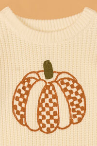 Charles Checkered Pumpkin Knit Sweater Detail 3 - Altar'd State