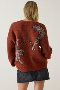 Tigris Balloon Sleeve Tiger Cardigan Detail 7 - Altar'd State