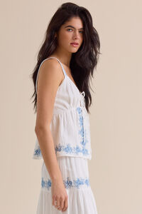Addy Tie Front Embroidered Tank Detail 4 - Altar'd State