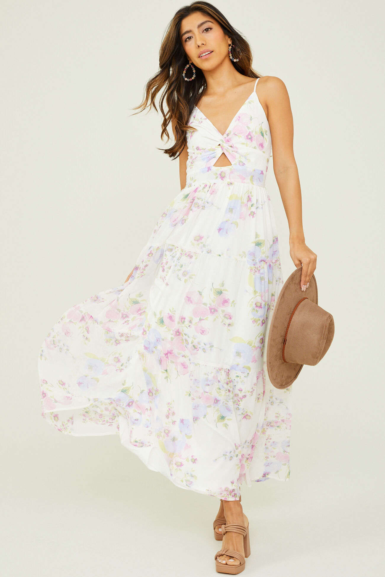 chinese dress ladies Kellisa Lace Up Flora Maxi Dress Xs / Ivory main image 0