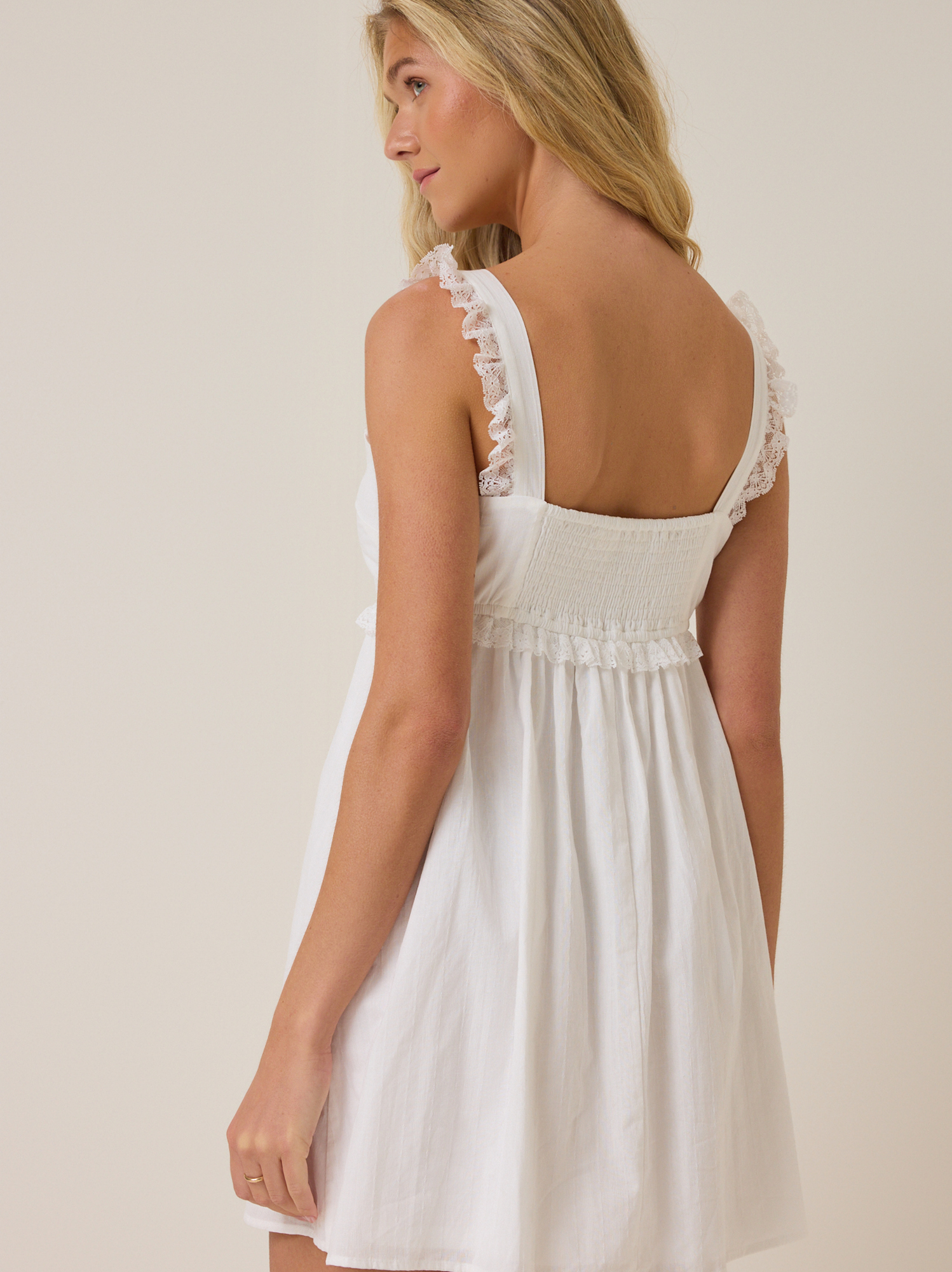 Chelsie Mini Dress in White | Altar'd State