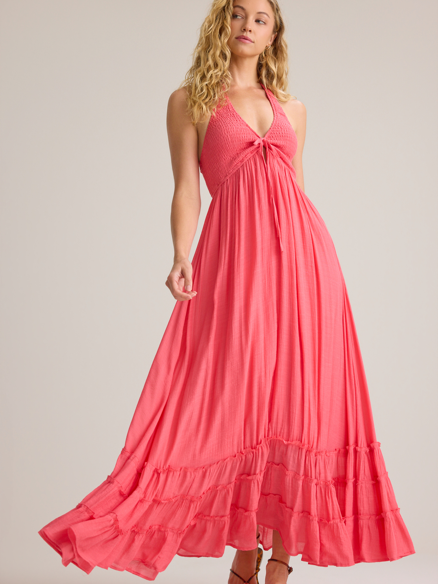 August Halter Maxi Dress in Coral | Altar'd State