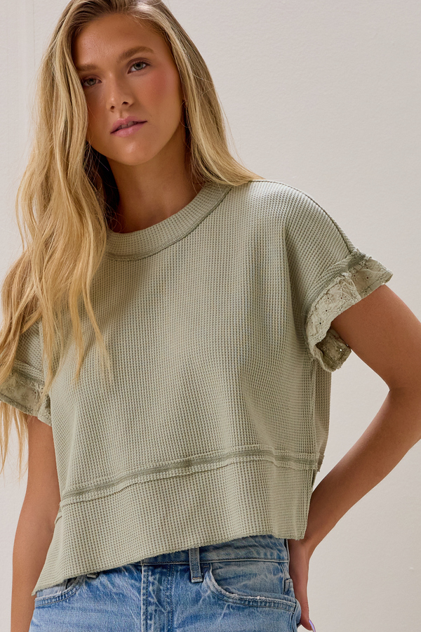 Ellis Thermal Lace Sleeve Top Detail 2 - Altar'd State