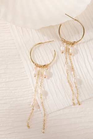 Pearl Fringe Hoop Drops - Altar'd State - 
