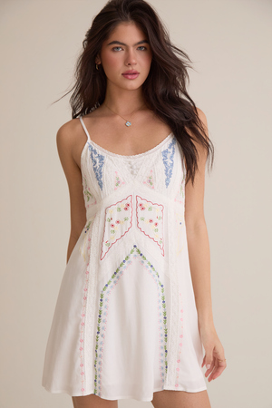 Parker Embroidered Mini Dress - Altar'd State - 