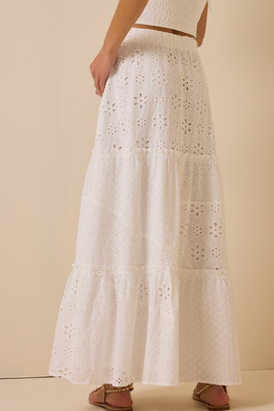 Nalia Eyelet Tiered Midi Skirt - Altar'd State - 