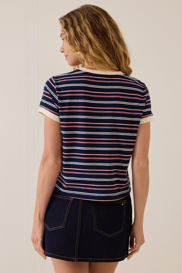 Kristie Stripe Contrast Trim Tee Detail 7 - Altar'd State