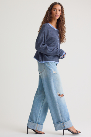 Kris Contrast Trim Button Cardigan - Altar'd State - 