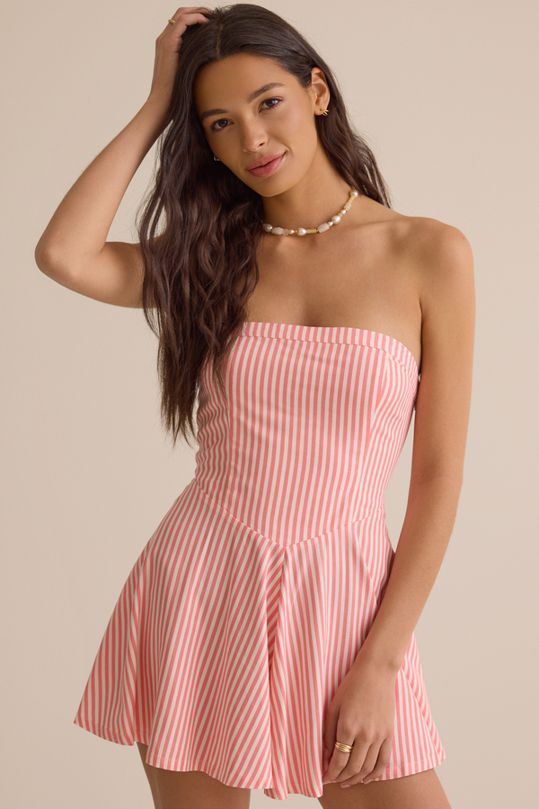 Carlie Strapless Stripe Romper Detail 3 - Altar'd State