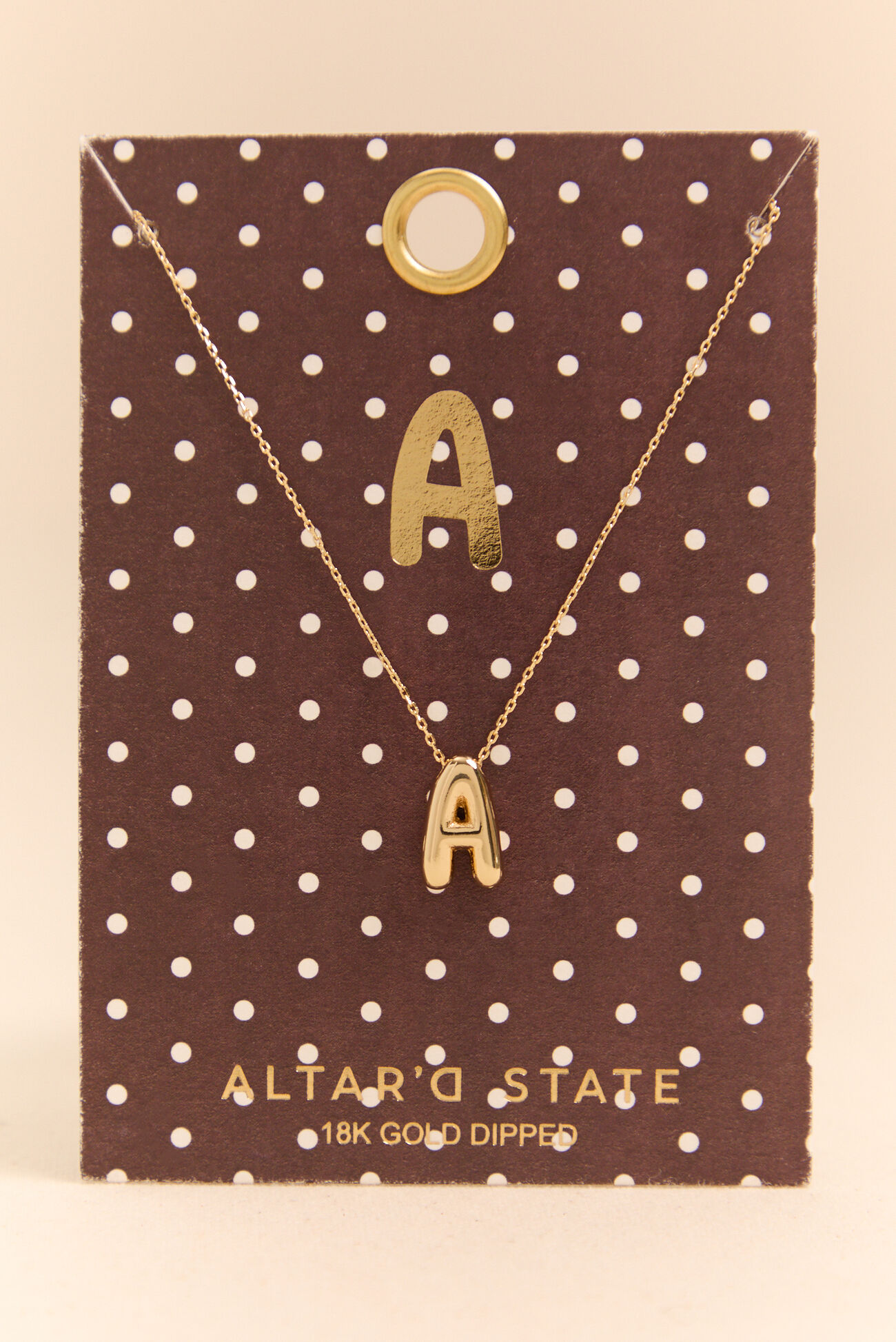 18K Gold A Bubble Monogram Necklace